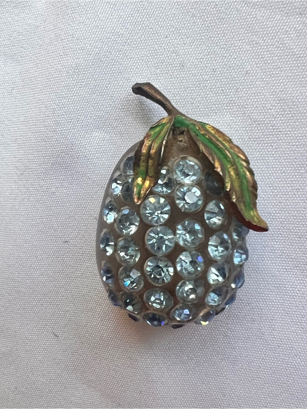 Rare Vintage 1950’s Forbidden Fruit Lucite Rhinestone Brooch Pin Austria